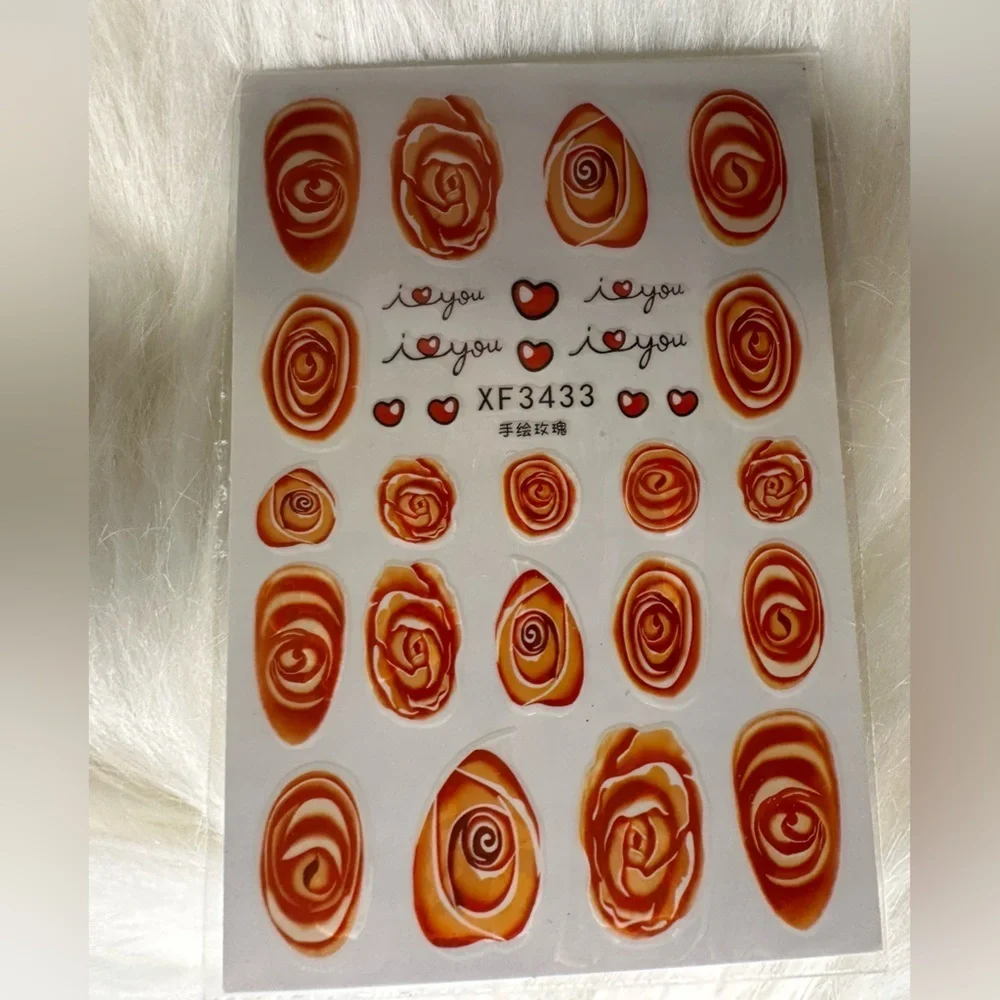 🩵5/$8 Orange Rose Nail Art Stickers